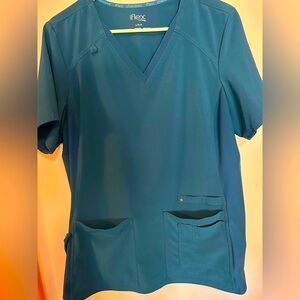 Women’s Cherokee I-flex Caribbean Blue V-Neck women’s scrub set.
